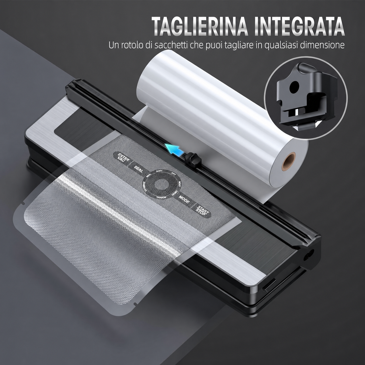 Sigillatrice Sottovuoto Professionale 8-in-1 | Taglierina di Precisione Integrata | Modalità per Alimenti Secchi e Umidi