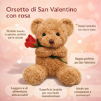 Peluches Orsetto di San Valentino Morbido con Rosa, Pupazzo Regalo