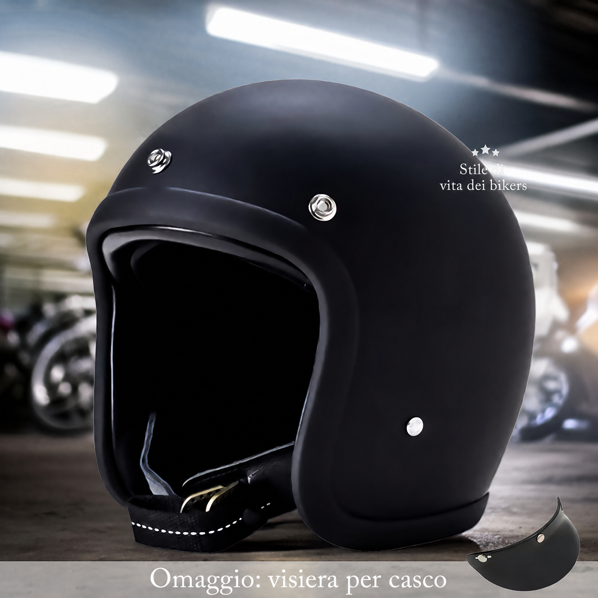 Casco moto vintage a profilo basso omologato DOT ed ECE