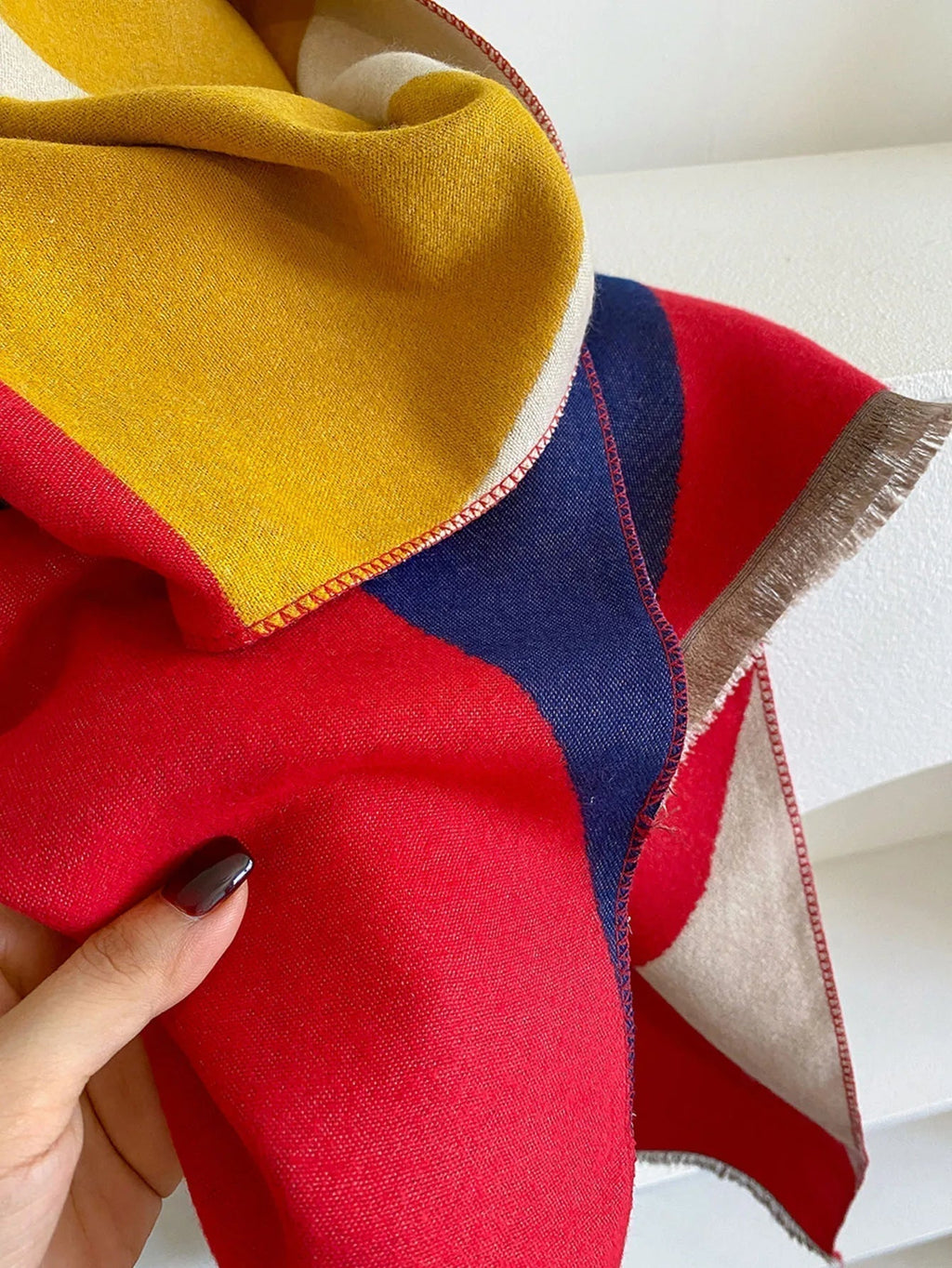 Sciarpa da donna oversize - Cashmere geometrico reversibile