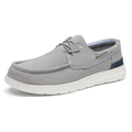 Mocassini Uomo da Barca in Tela Grigio Chiaro con Lacci