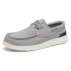 Mocassini Uomo da Barca in Tela Grigio Chiaro con Lacci
