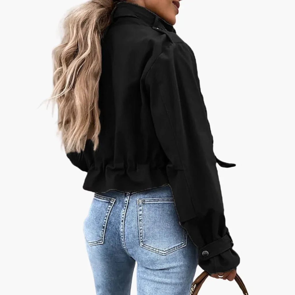 Giacca transitoria corta con tasche da donna