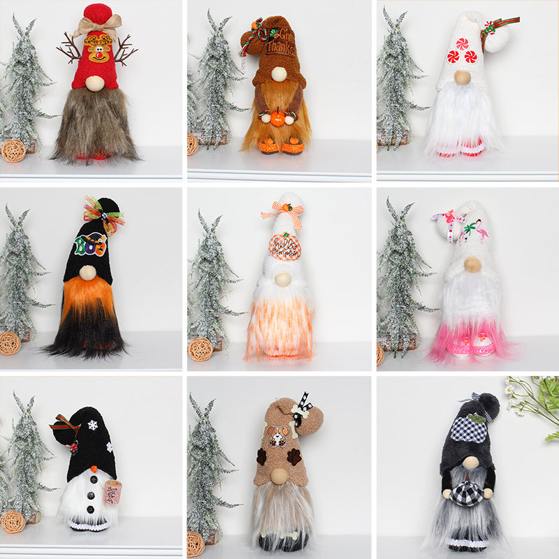 Decorazioni natalizie per gnomi bambola senza volto