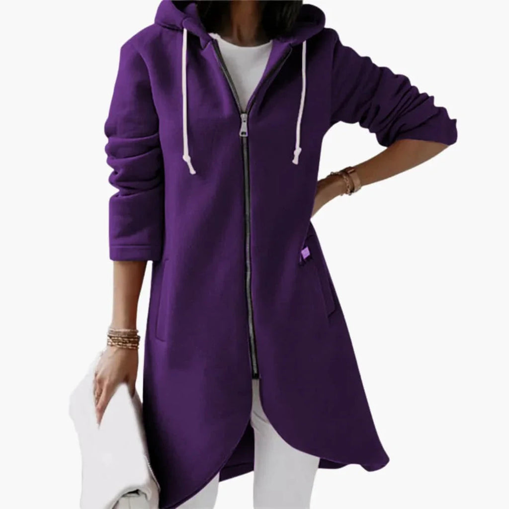 Felpa con cappuccio lunga con zip da donna