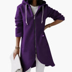 Felpa con cappuccio lunga con zip da donna