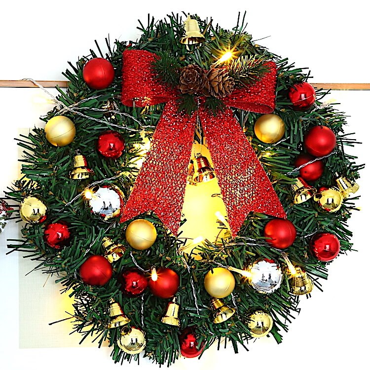 Ghirlanda di Natale Rami Campane Luci natalizie Luci decorative a corda
