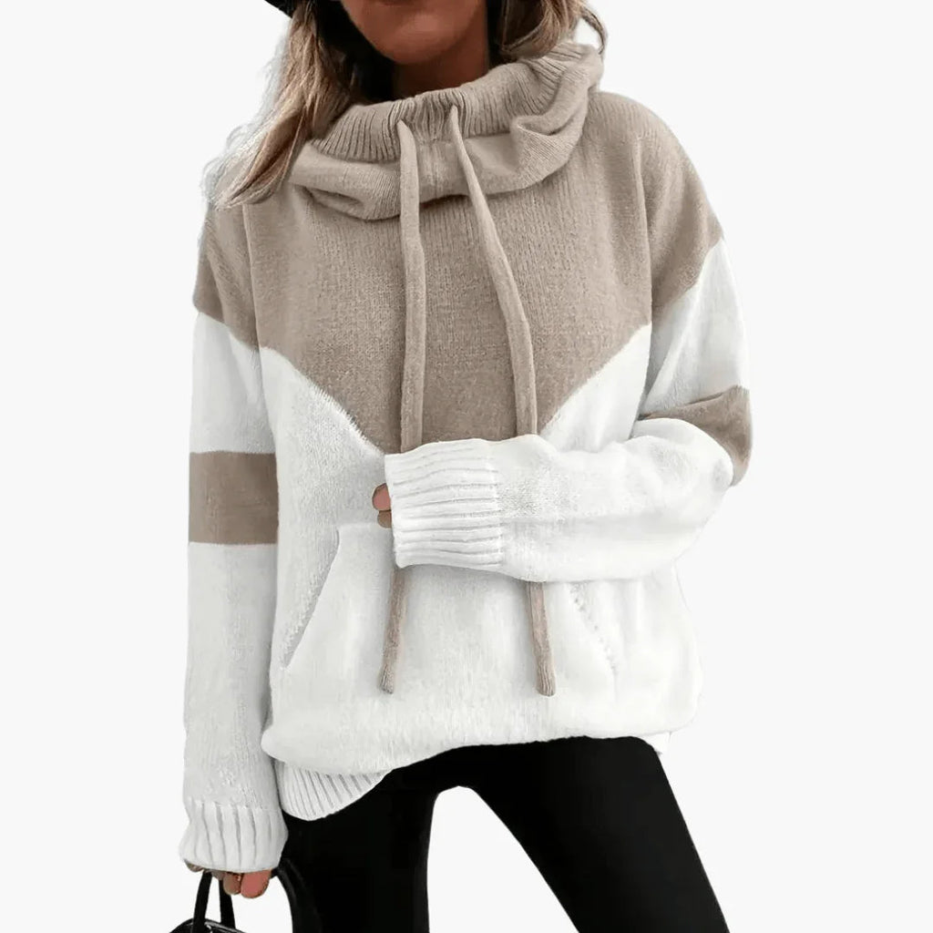 Accogliente felpa con cappuccio Colorblock da donna moderna ed elegante