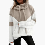 Accogliente felpa con cappuccio Colorblock da donna moderna ed elegante