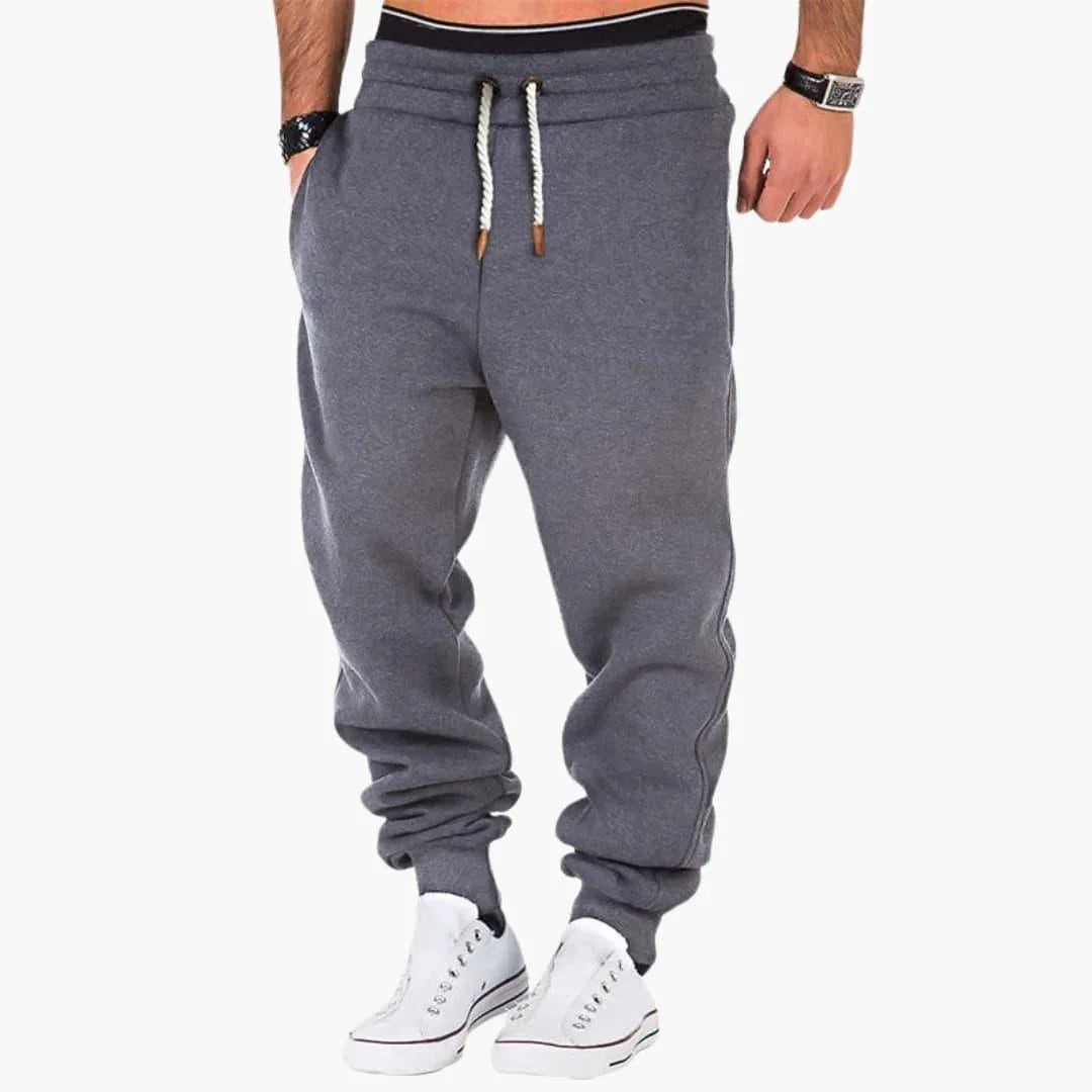 Pantaloni da jogging da uomo con polsini a coste e tasca posteriore