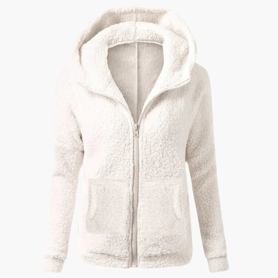 Felpa con cappuccio in pile da donna con cerniera e cappuccio caldo