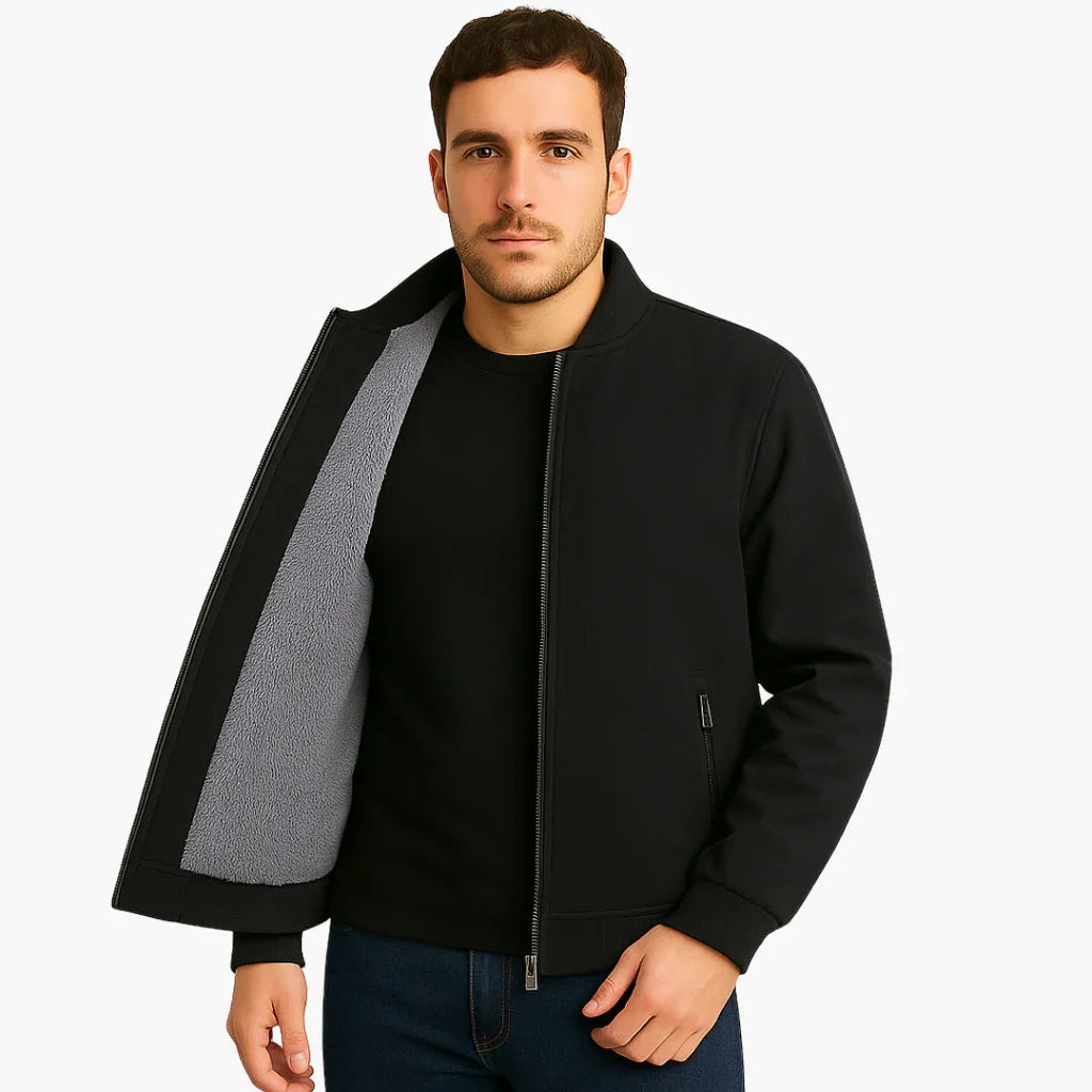Bomber da uomo con cerniera e fodera in pile