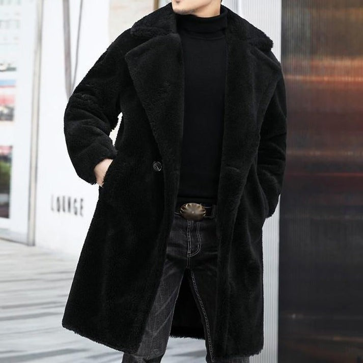 Cappotto invernale da uomo con texture Teddy e chiusura con doppi bottoni | Caldo, lussuoso e senza tempo