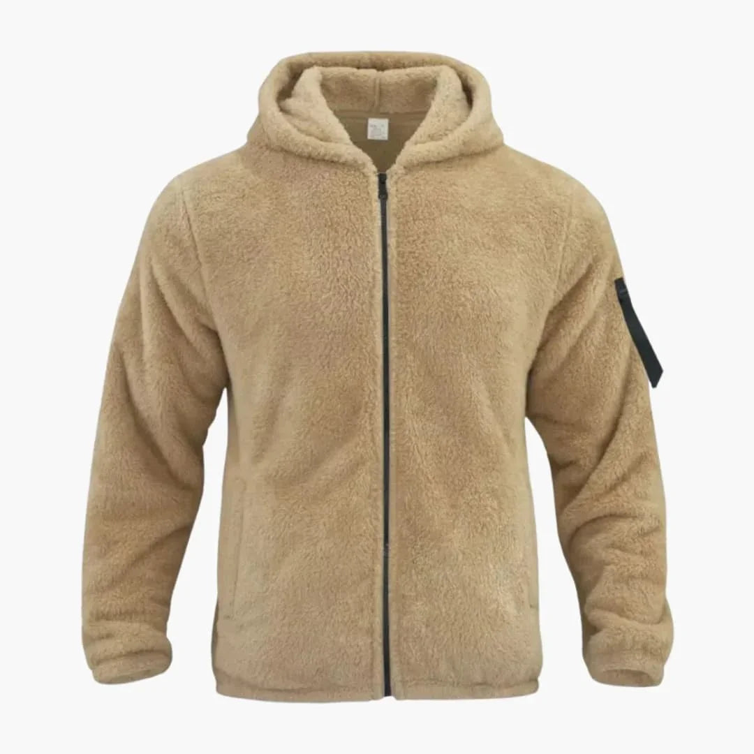 Giacca in pile da uomo con cappuccio e cerniera