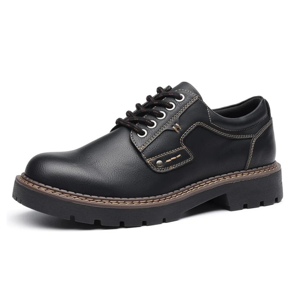 Scarpe Stringate Uomo Pelle Nera con Suola Carrarmato Spessa Marrone