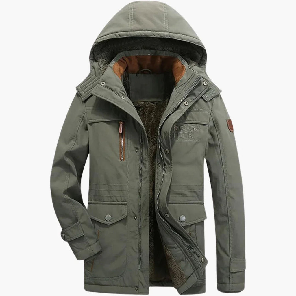 Parka da uomo con cappuccio regolabile e fodera in pile