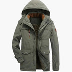 Parka da uomo con cappuccio regolabile e fodera in pile