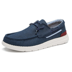 Scarpe Uomo Mocassini Barca in Tela Blu Navy con Lacci