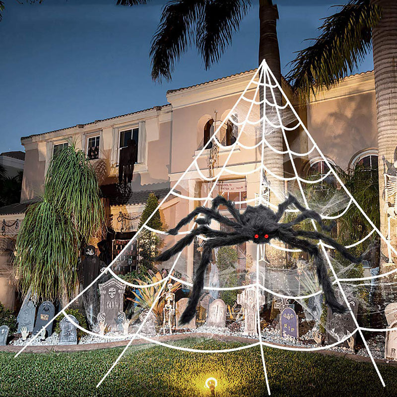 Decorazioni di ragno di Halloween, ragnatela estensibile