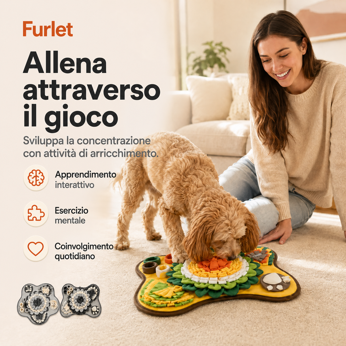 Tappetino olfattivo interattivo per cani