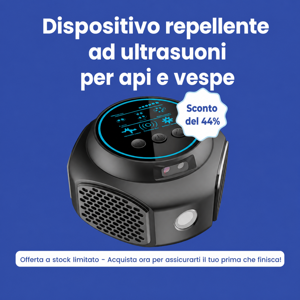 Dispositivo ad ultrasuoni repellente per api e vespe | Senza sostanze chimiche. Copertura a 360° per casa e controllo de