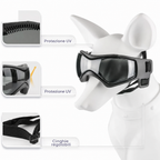 Casco per cane con occhiali per protezione degli occhi