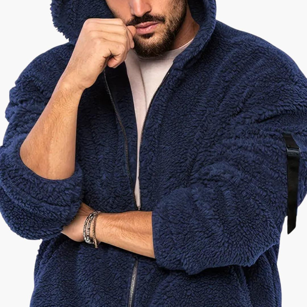 Giacca Teddy da uomo con cerniera e maniche lunghe