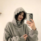 Felpa con cappuccio oversize da donna accogliente - In pile di media lunghezza invernale