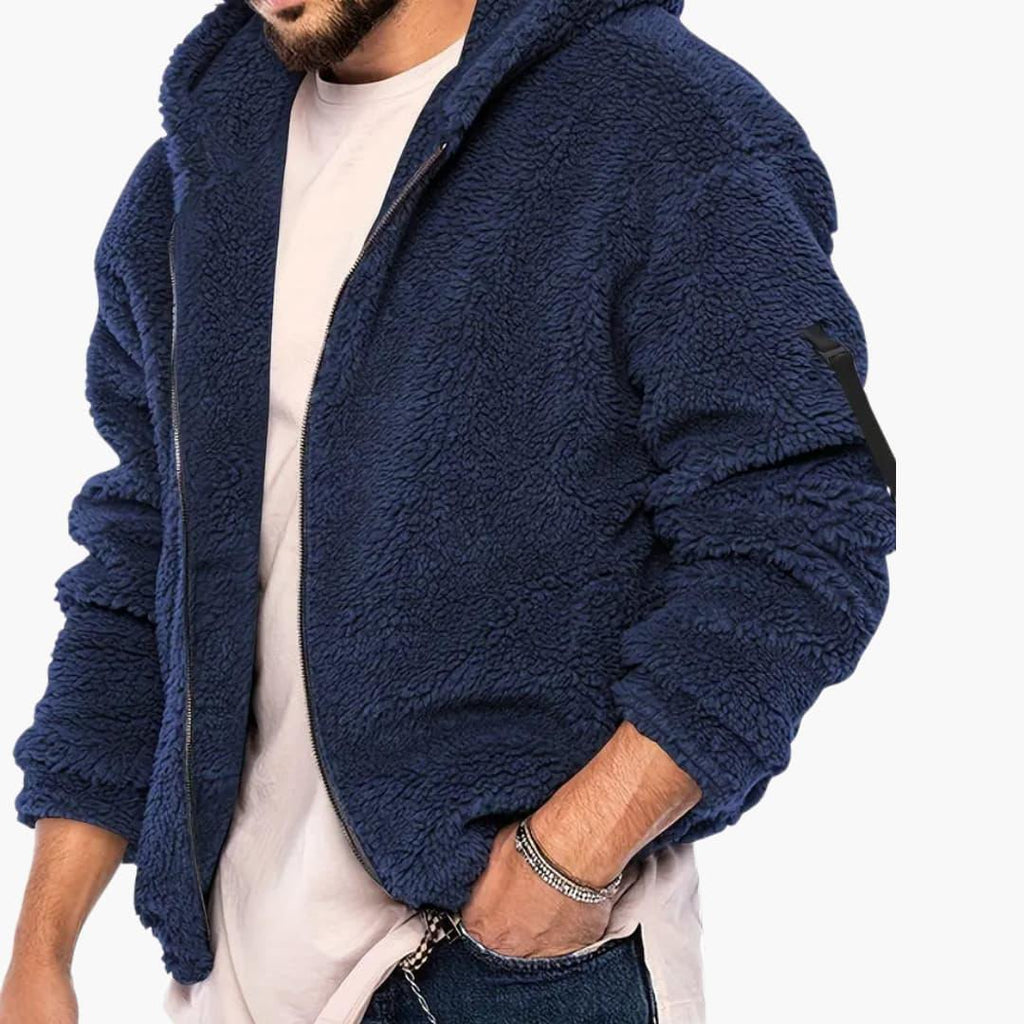 Giacca Teddy da uomo con cerniera e maniche lunghe