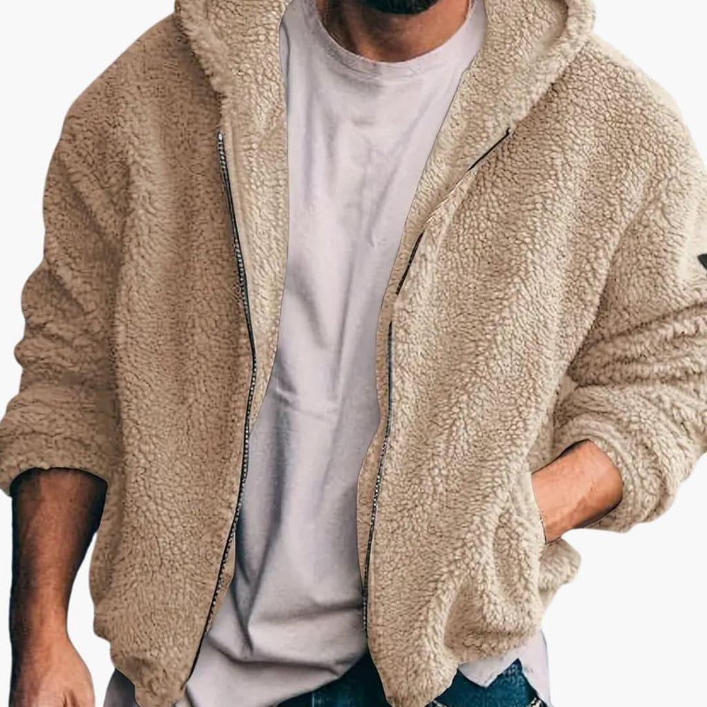 Giacca Teddy da uomo con cerniera e maniche lunghe