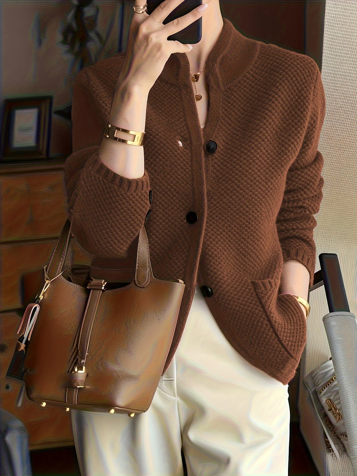 Dames Gebreide Sweater Met Opstaande Kraag | Comfortabel En Tijdloos