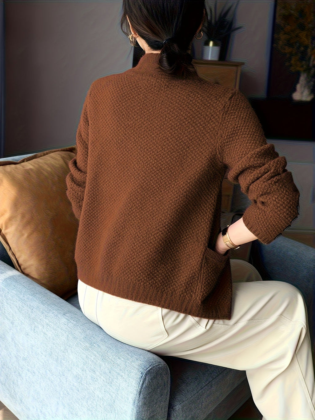 Dames Gebreide Sweater Met Opstaande Kraag | Comfortabel En Tijdloos