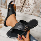 Leren Damesslippers met Verstelbare Bandjes Anatomisch Voetbed Comfortabele Zomerschoenen Pantofole Dames