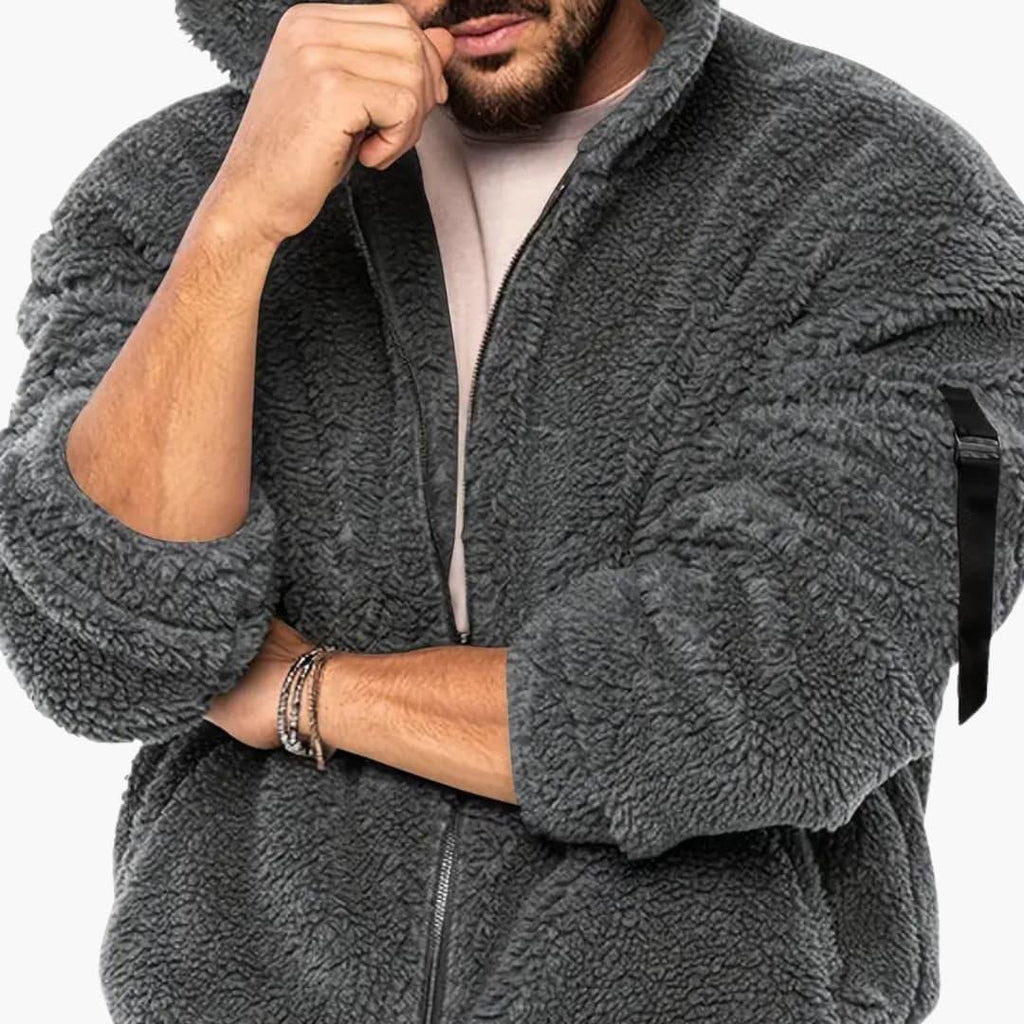 Giacca Teddy da uomo con cerniera e maniche lunghe
