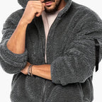 Giacca Teddy da uomo con cerniera e maniche lunghe
