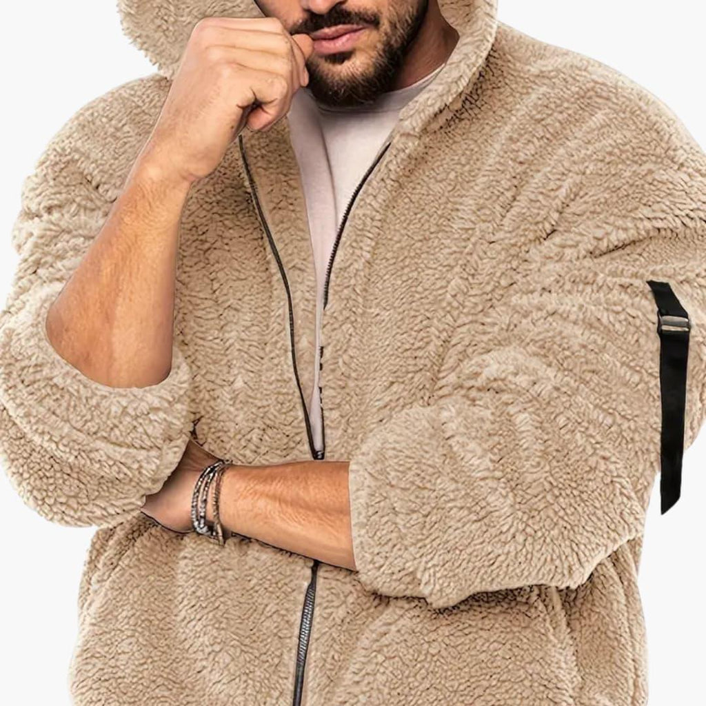 Giacca Teddy da uomo con cerniera e maniche lunghe