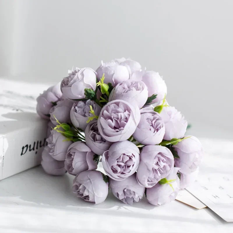 27 fiori di peonia realistici in seta in delicate tonalità romantiche