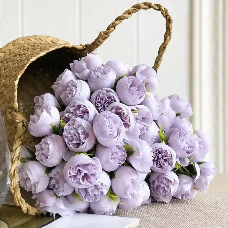 27 fiori di peonia realistici in seta in delicate tonalità romantiche
