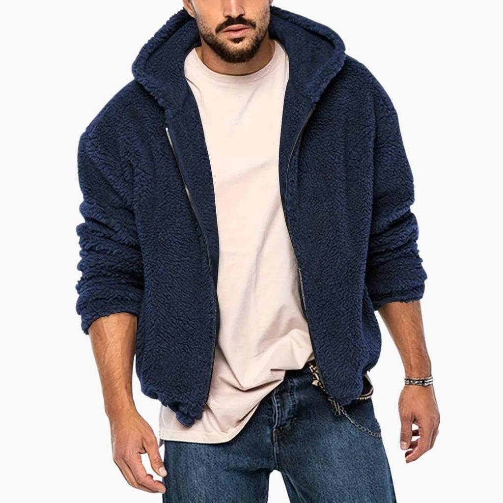 Giacca Teddy da uomo con cerniera e maniche lunghe