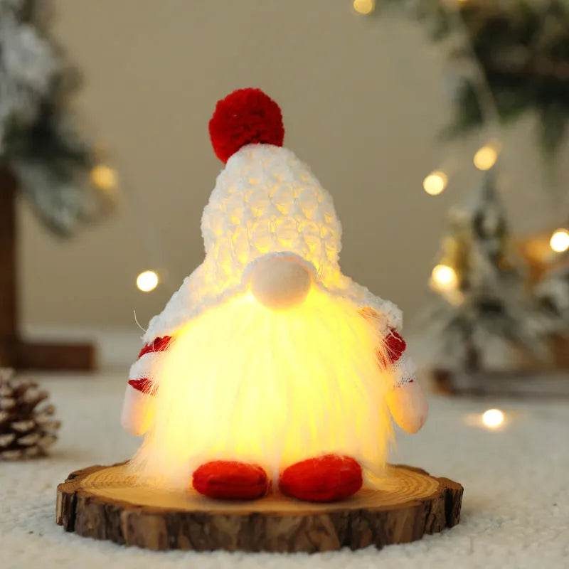 Nuova bambola senza volto di Natale con luci