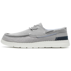 Mocassini Uomo da Barca in Tela Grigio Chiaro con Lacci