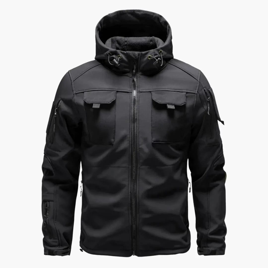 Felpa con cappuccio da uomo con zip e tasche multiple