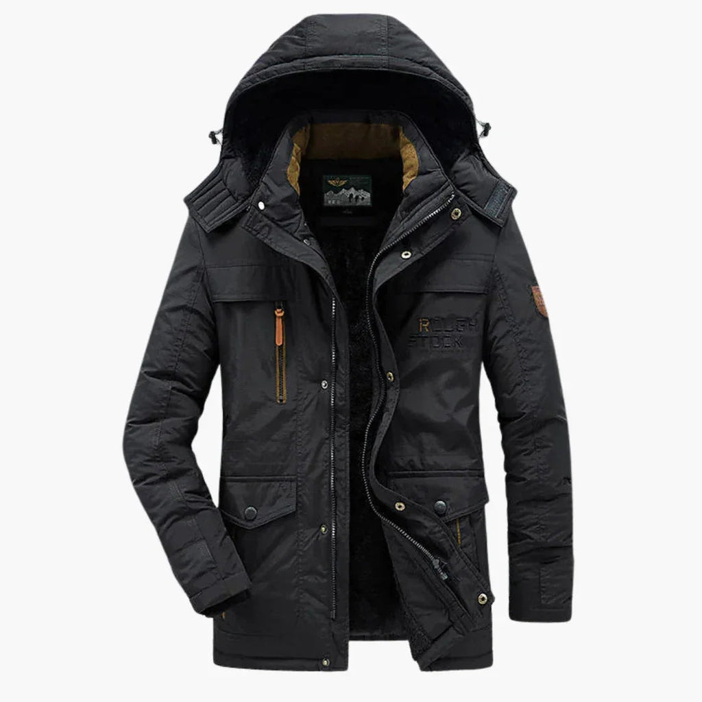 Parka da uomo con cappuccio regolabile e fodera in pile