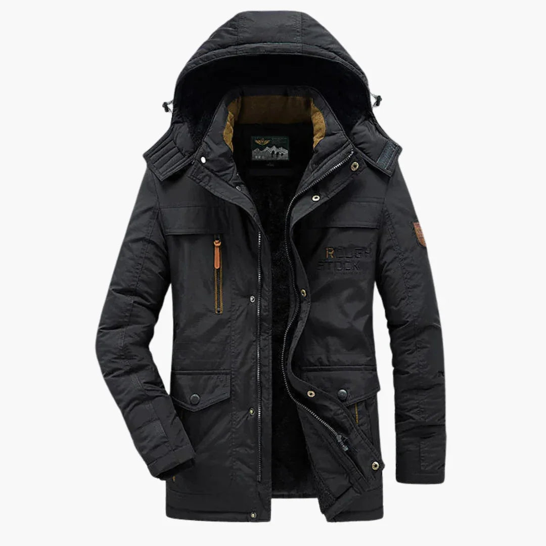 Parka da uomo con cappuccio regolabile e fodera in pile