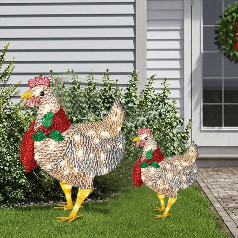 Gallina luminosa con sciarpa Decorazione natalizia