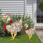 Gallina luminosa con sciarpa Decorazione natalizia