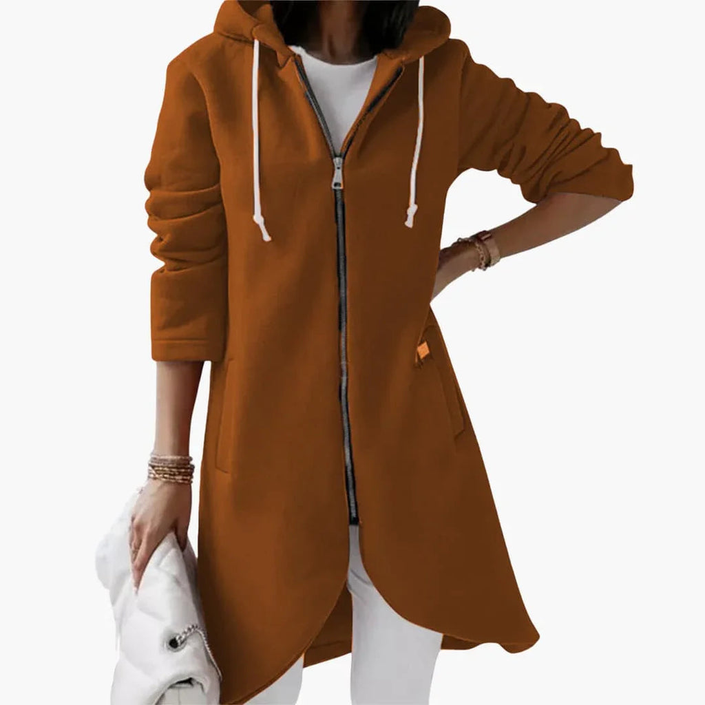 Felpa con cappuccio lunga con zip da donna