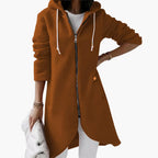 Felpa con cappuccio lunga con zip da donna