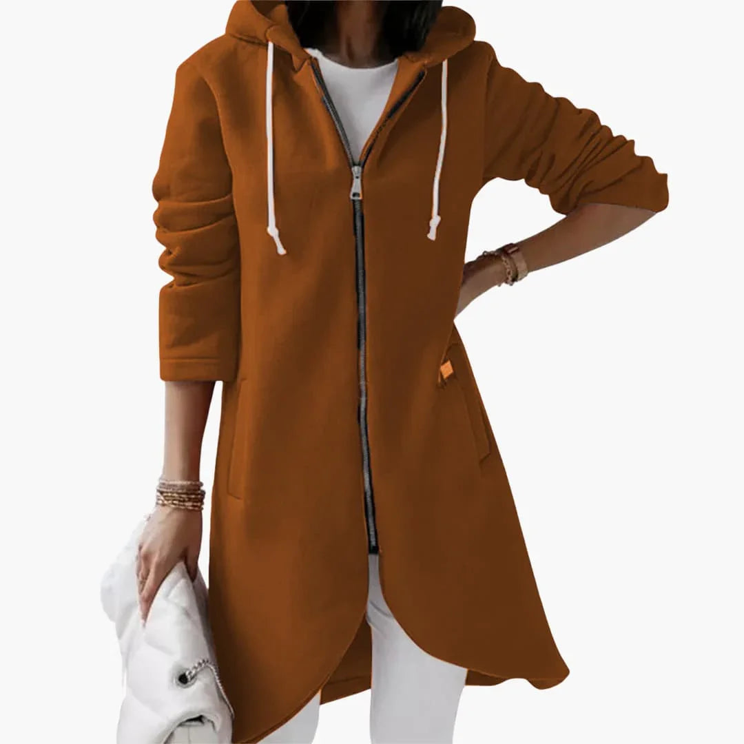 Felpa con cappuccio lunga con zip da donna