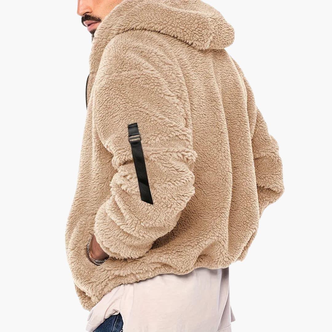 Giacca Teddy da uomo con cerniera e maniche lunghe